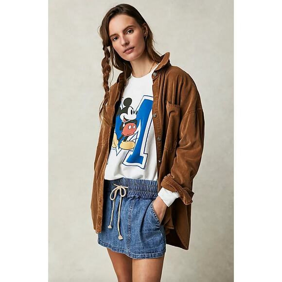 Free People Baby Corduroy Button Down Oversize Collared Long Sleeve Shirt M - Picture 2 of 13